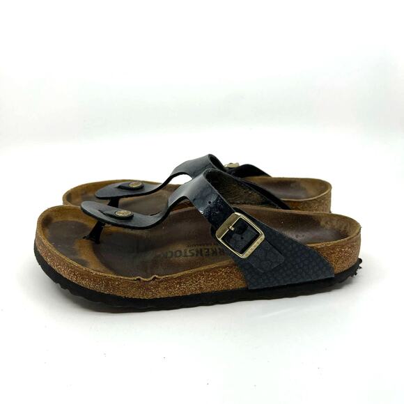 Birkenstock Gizeh Black Metallic Thong Sandals Women's 8 US - Picture 2 of 9